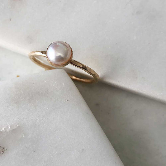 strut jewelry pearl stacking ring 14k gold fill