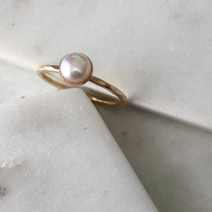 strut jewelry pearl stacking ring 14k gold fill