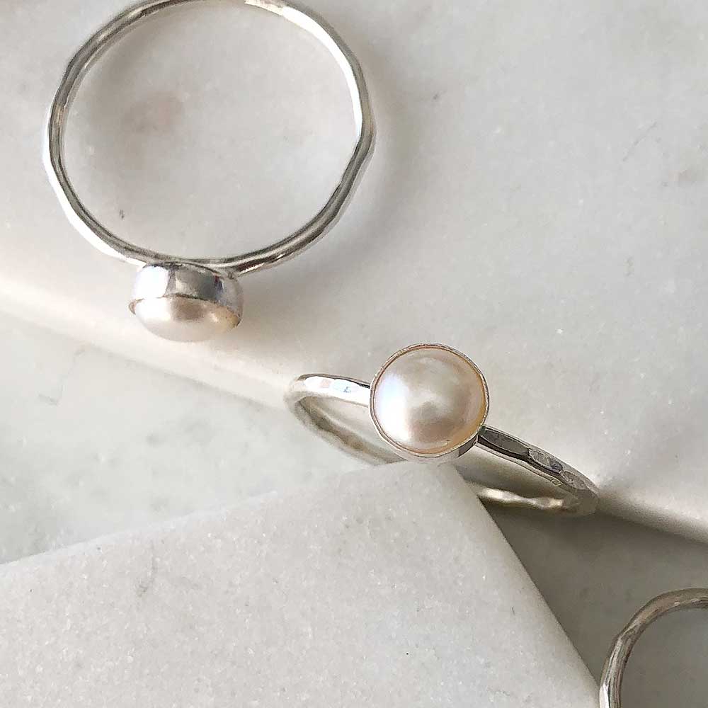 strut jewelry pearl stacking ring sterling silver