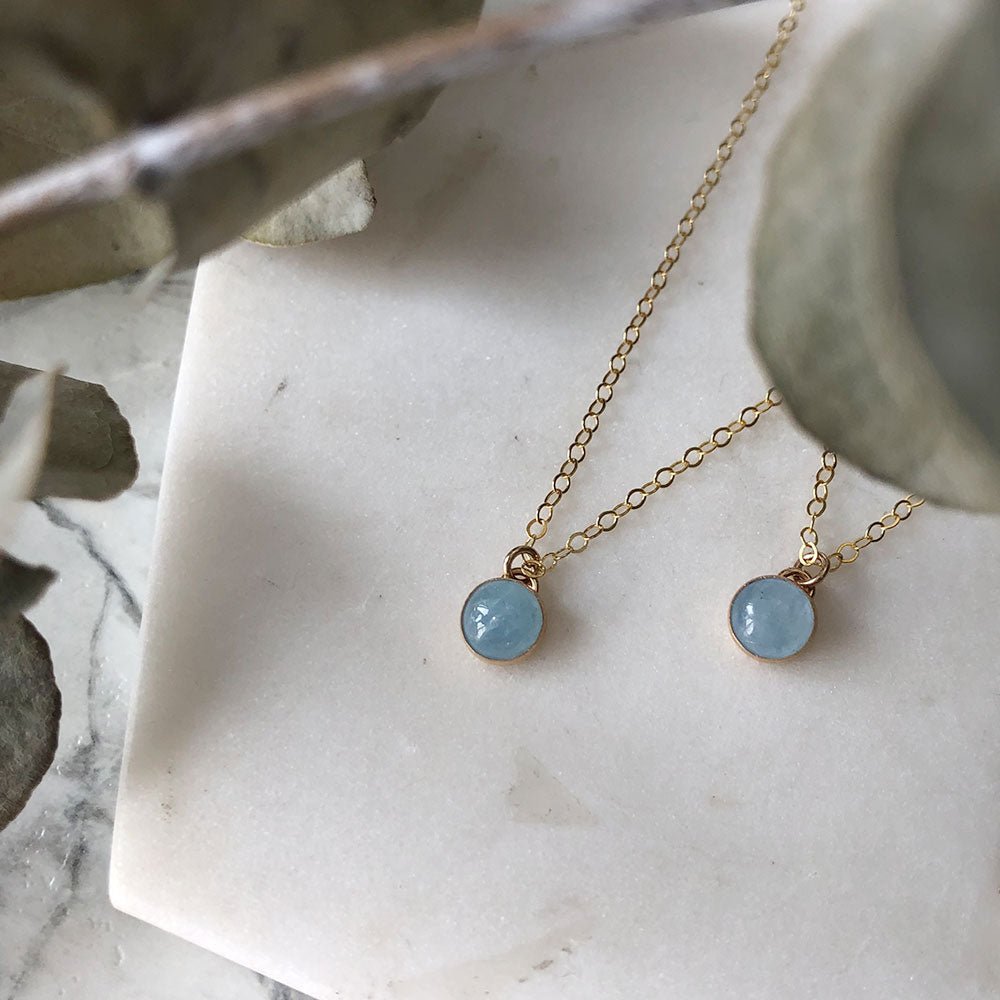 strut jewelry petite aquamarine pendant necklace 14k gold fill