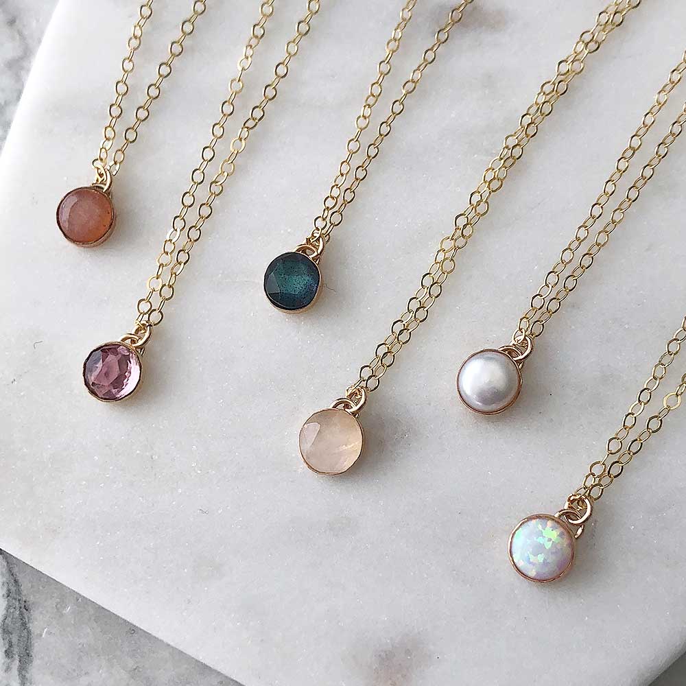 strut jewelry petite gemstone necklace 14k gold fill