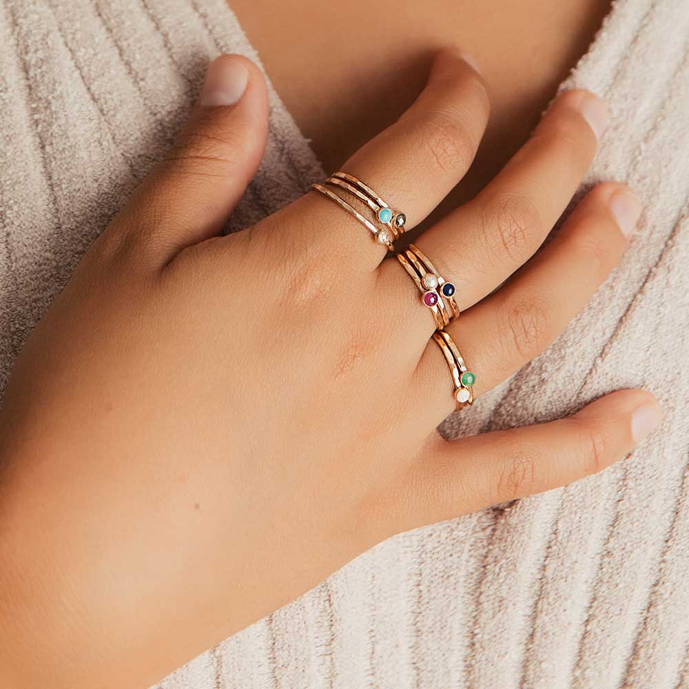 Petite Emerald Stacking Ring - 14k gold-fill