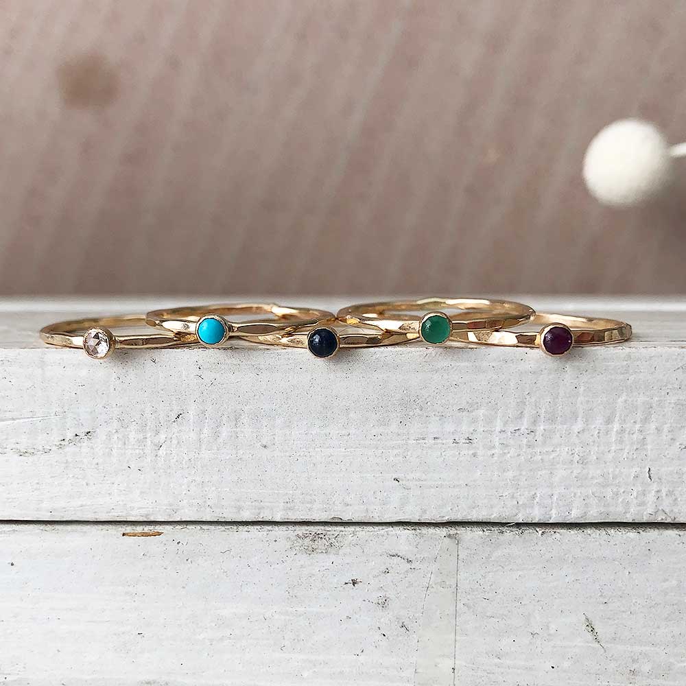 strut jewelry petite gemstone stacking rings 14k gold fill