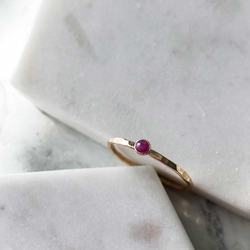 strut jewelry petite ruby stacking ring 14k gold fill