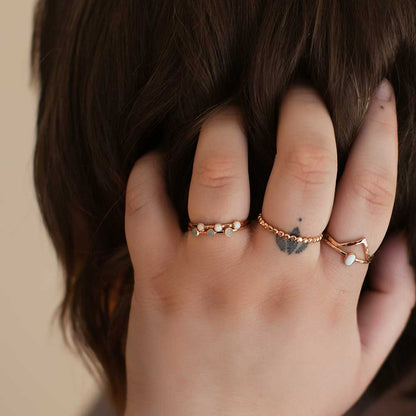 Chevron Stacking Ring - Hammered Texture