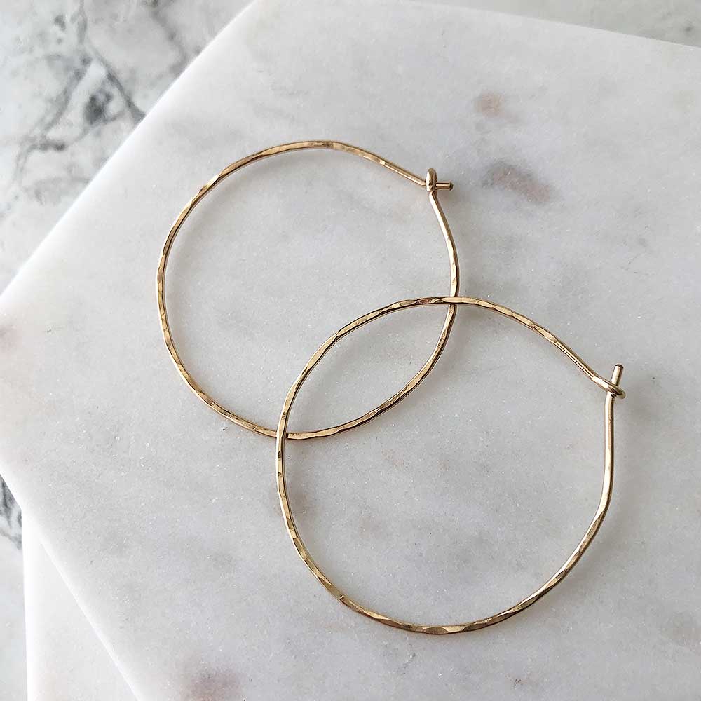 strut jewelry hammered hoops 14k gold fill