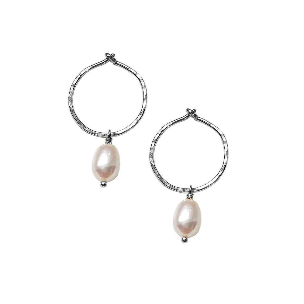 strut jewelry small pearl hoops sterling silver
