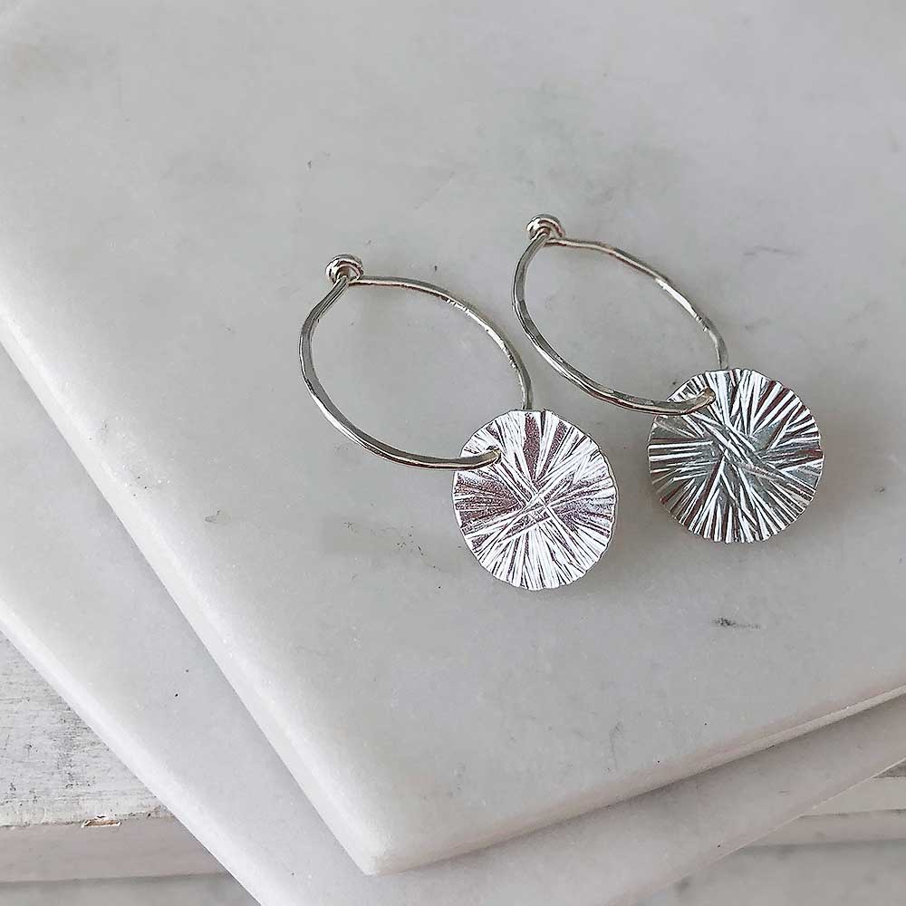 strut jewelry small textured disc hoops sterling silver