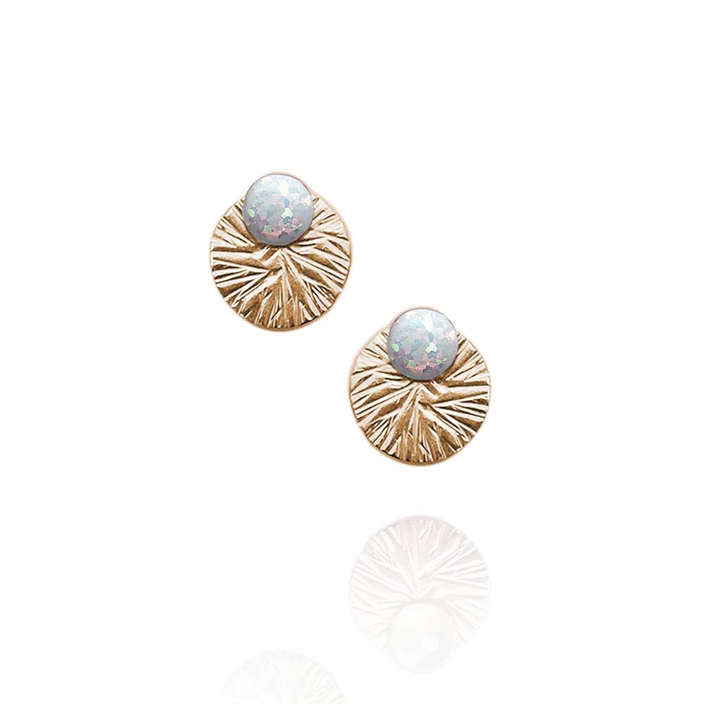 strut jewelry textured circle ear jackets 14k gold fill opal