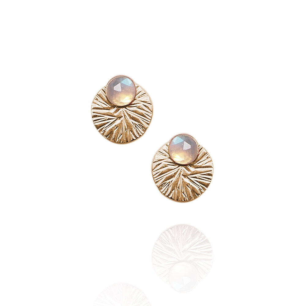 strut jewelry textured circle ear jackets 14k gold fill moonstone