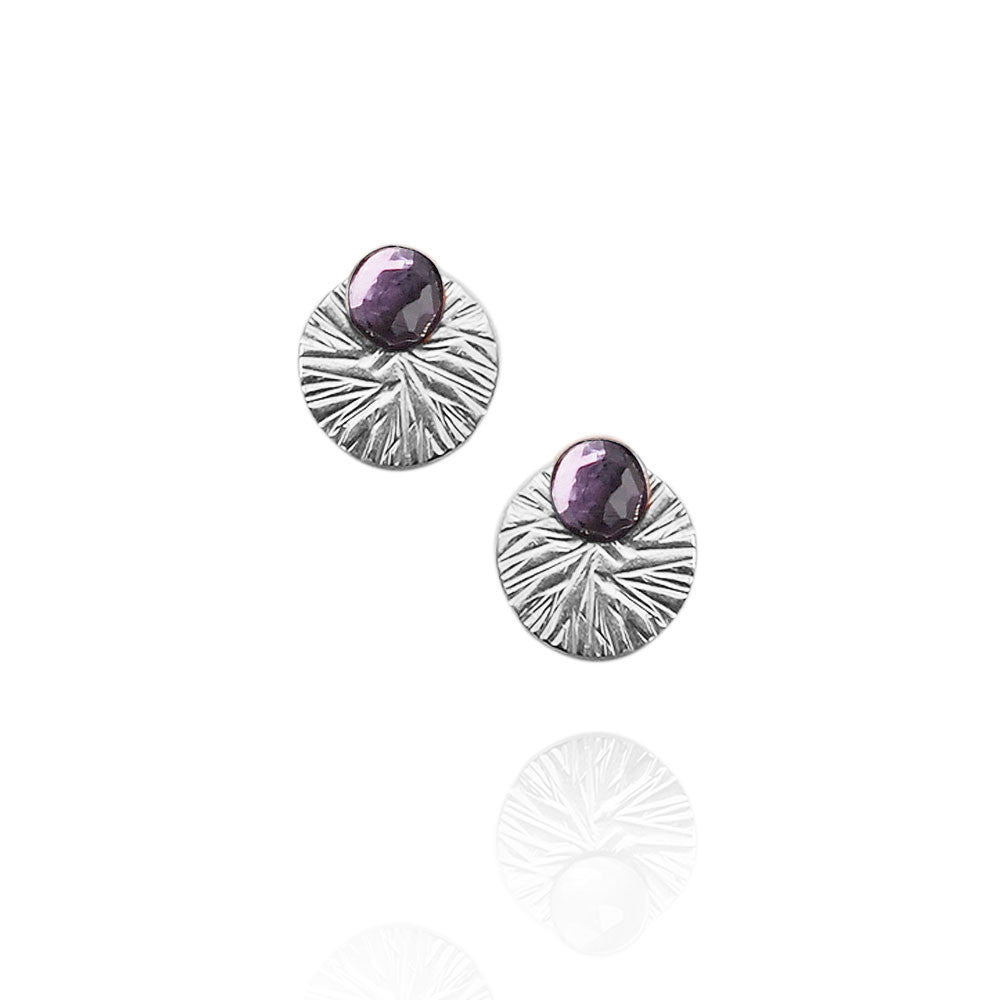strut jewelry textured circle ear jackets sterling silver amethyst