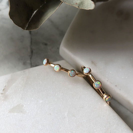 strut jewelry triple gemstone ring opal 14k gold fill