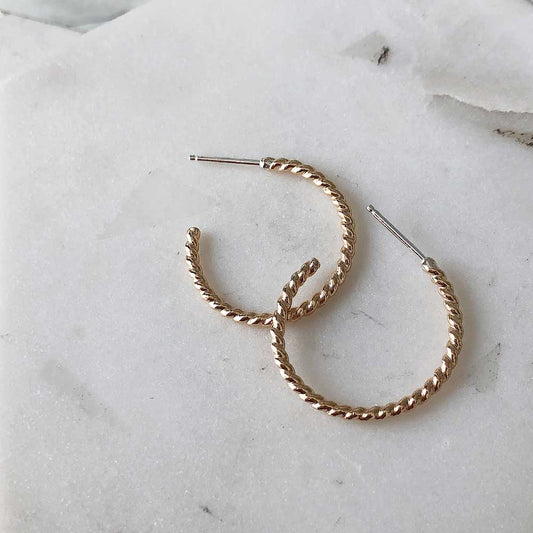 strut jewelry twist hoops 14k gold fill