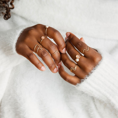 strut jewelry zig zag stacking rings hammered texture