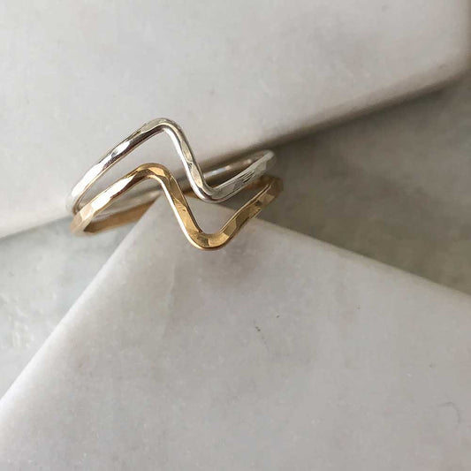 strut jewelry zig zag stacking rings hammered texture