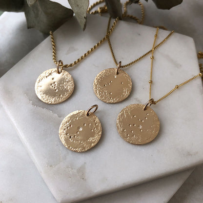 strut jewelry zodiac pendant charms on chains 14k gold fill