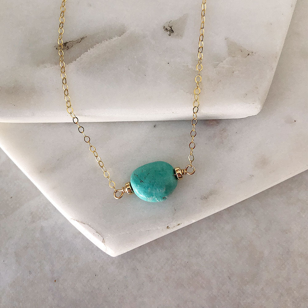 Turquoise Chunk Necklace - 14k gold-fill - OOAK